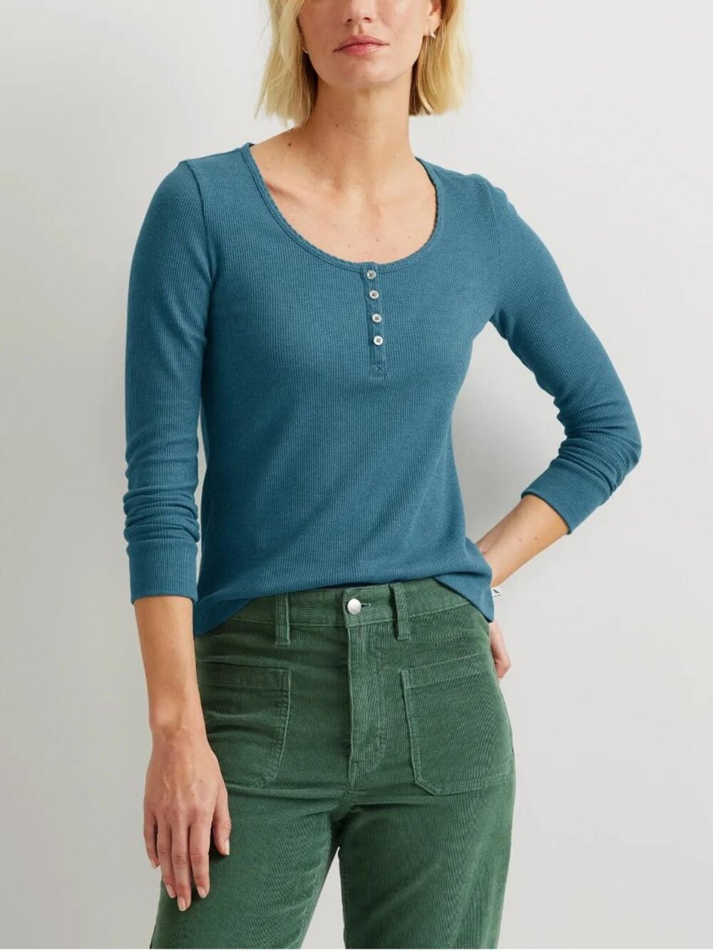 Eddie Bauer NWT Infinity Thermal Henley Top XS Waffle Knit Long Sleeve Shirt